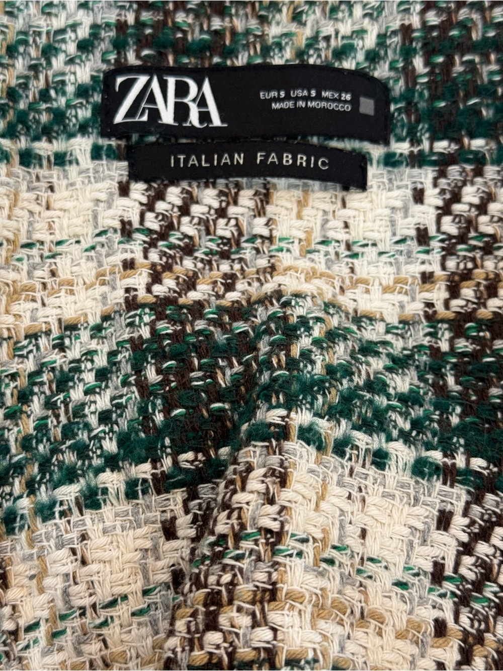 Zara Green and Cream Plaid Teddy Shacket - Picture 5 of 5
